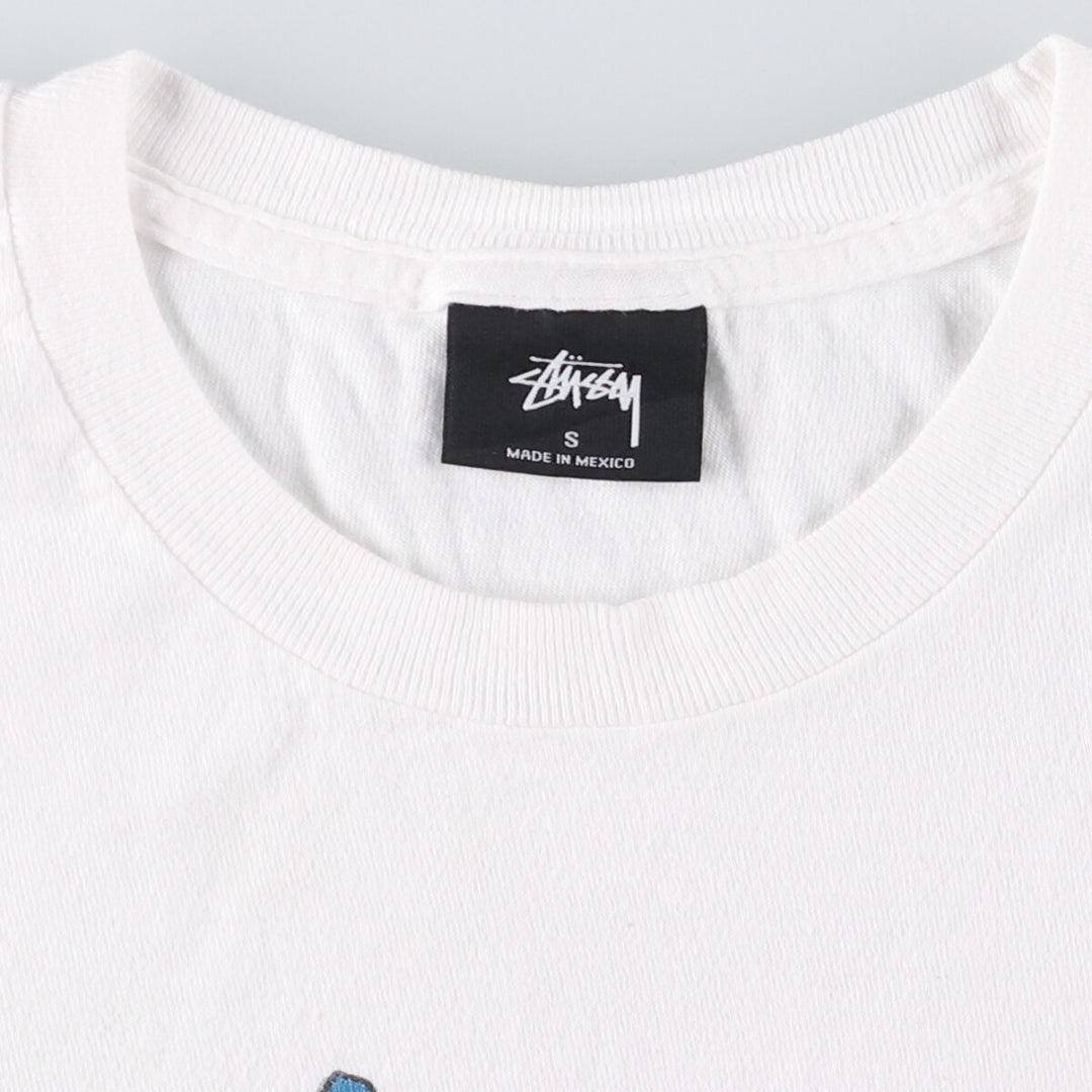 STUSSY surf skate T-shirt, size S for men cotton white type Vintage Second Hand