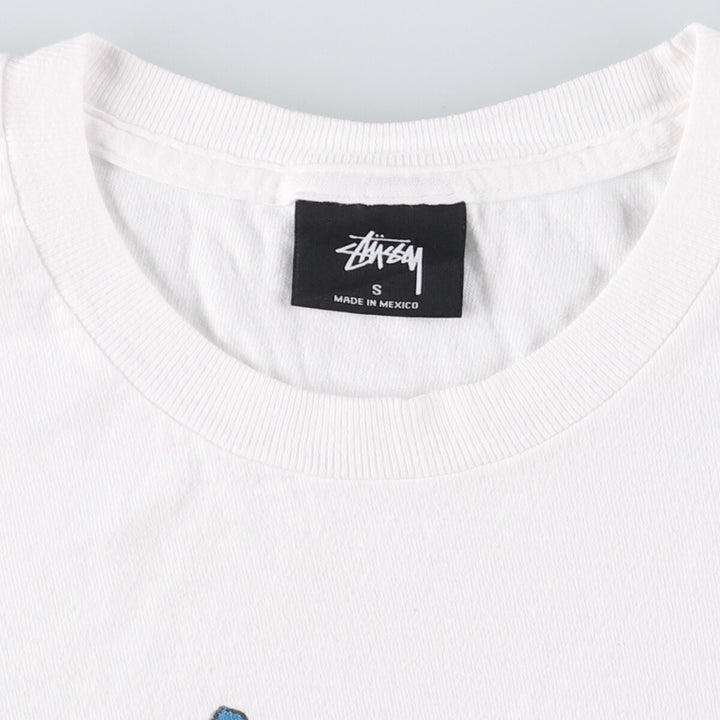 STUSSY surf skate T-shirt, size S for men cotton white type Vintage Second Hand