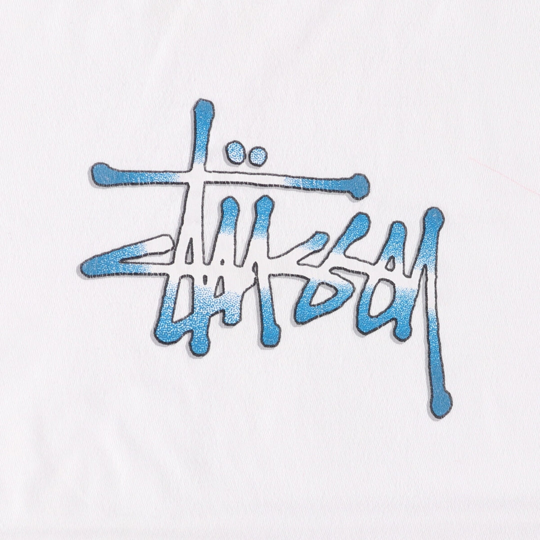 STUSSY surf skate T-shirt, size S for men cotton white type Vintage Second Hand