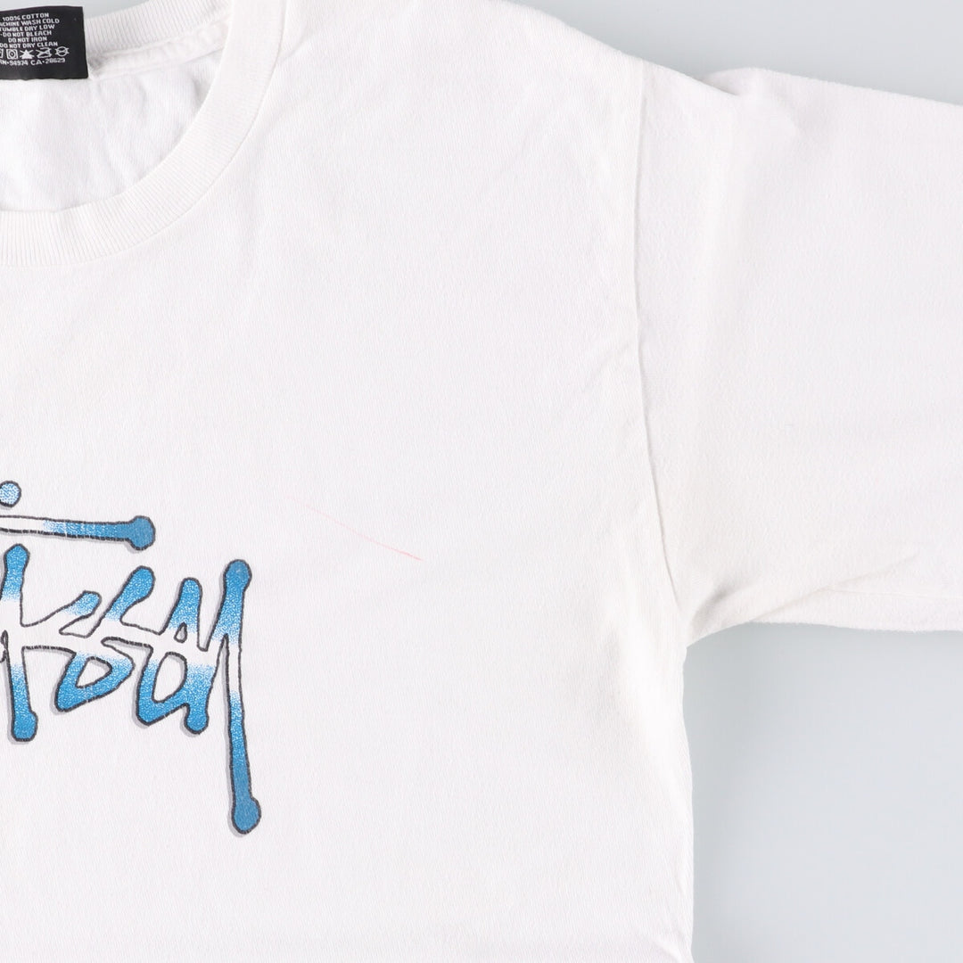 STUSSY surf skate T-shirt, size S for men cotton white type Vintage Second Hand