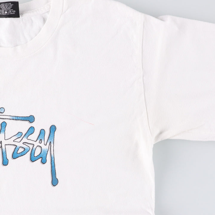 STUSSY surf skate T-shirt, size S for men cotton white type Vintage Second Hand
