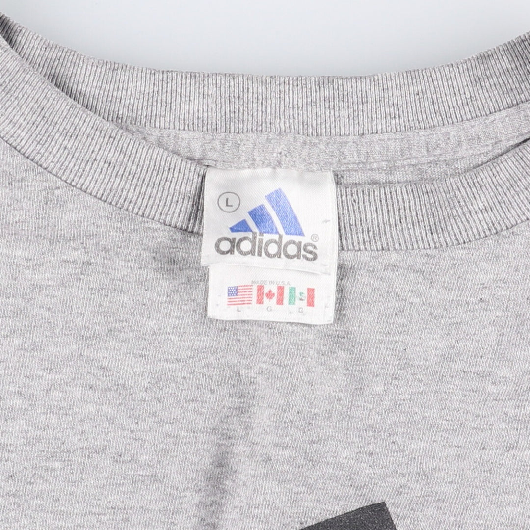 Vintage 90s-00'S Adidas logo T-shirt, Made in USA, Men's Size L cotton gray type Vintage Second Hand
