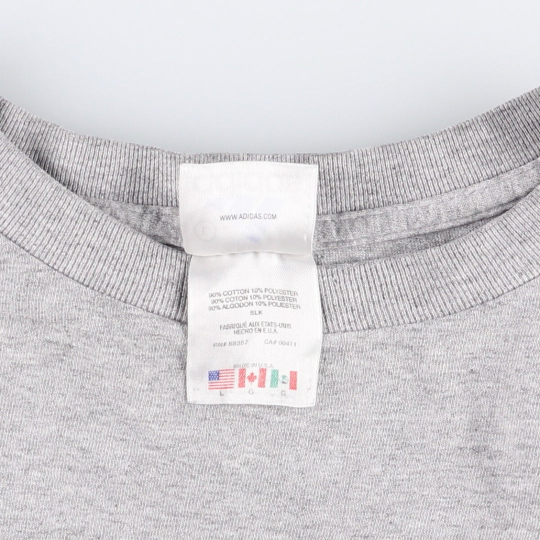 Vintage 90s-00'S Adidas logo T-shirt, Made in USA, Men's Size L cotton gray type Vintage Second Hand