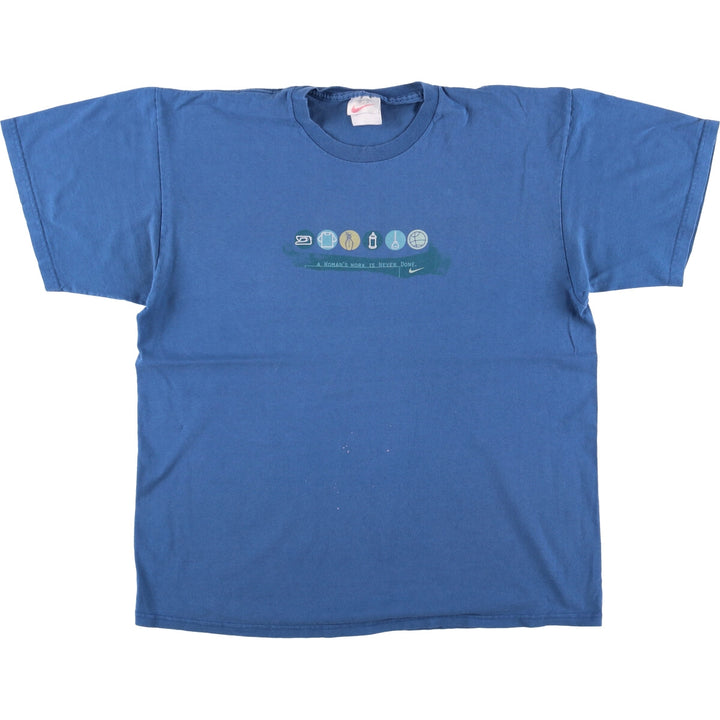 Nike NIKE Printed T-shirt Made in USA Men's L size cotton blue type Vintage Second Hand
