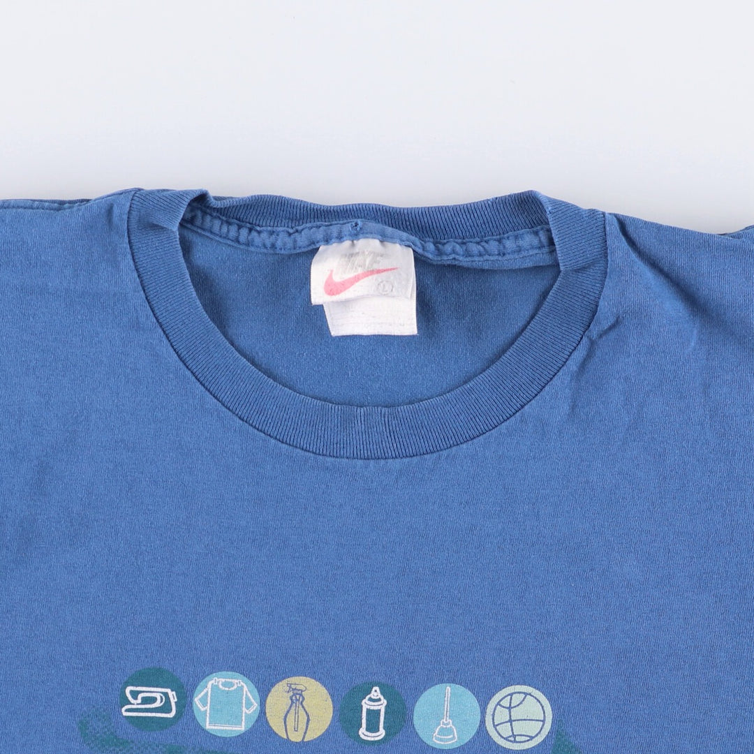 Nike NIKE Printed T-shirt Made in USA Men's L size cotton blue type Vintage Second Hand