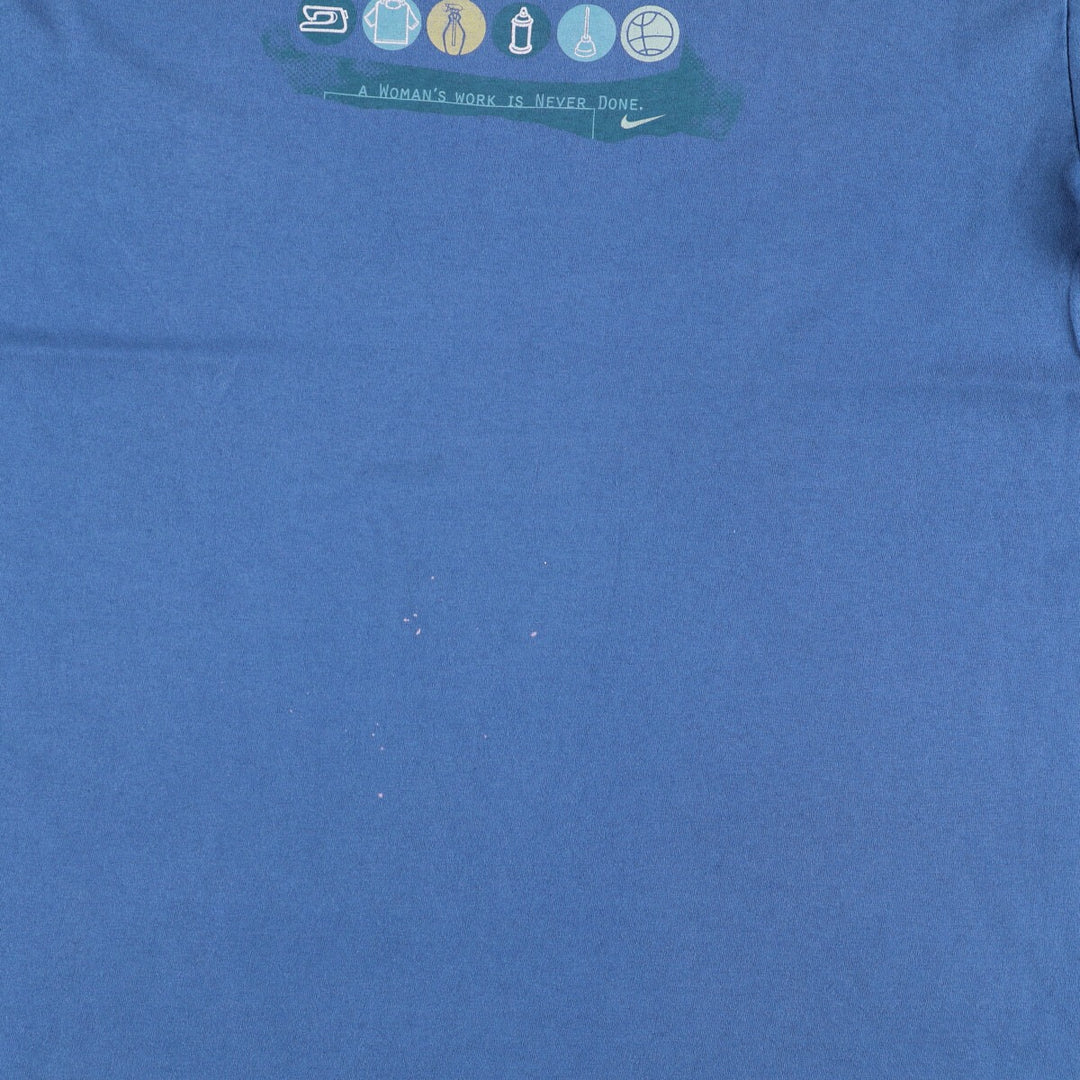 Nike NIKE Printed T-shirt Made in USA Men's L size cotton blue type Vintage Second Hand