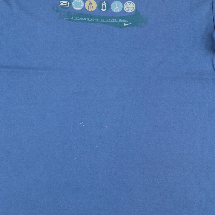 Nike NIKE Printed T-shirt Made in USA Men's L size cotton blue type Vintage Second Hand