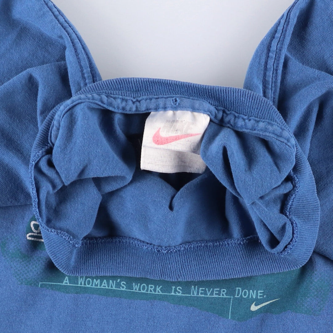 Nike NIKE Printed T-shirt Made in USA Men's L size cotton blue type Vintage Second Hand