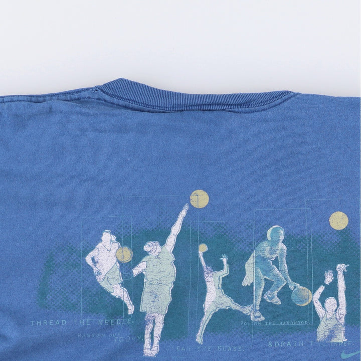 Nike NIKE Printed T-shirt Made in USA Men's L size cotton blue type Vintage Second Hand