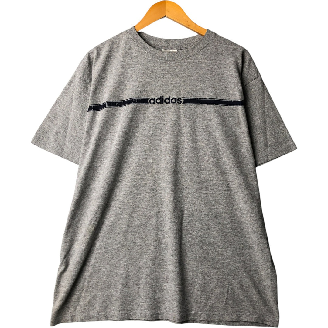 Adidas logo print T-shirt, men's size L cotton gray type Vintage Second Hand
