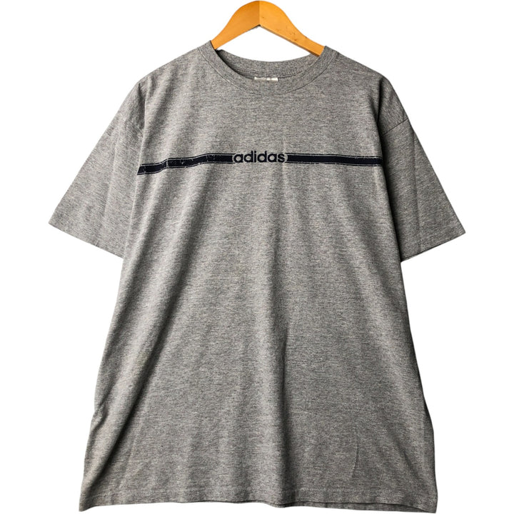 Adidas logo print T-shirt, men's size L cotton gray type Vintage Second Hand