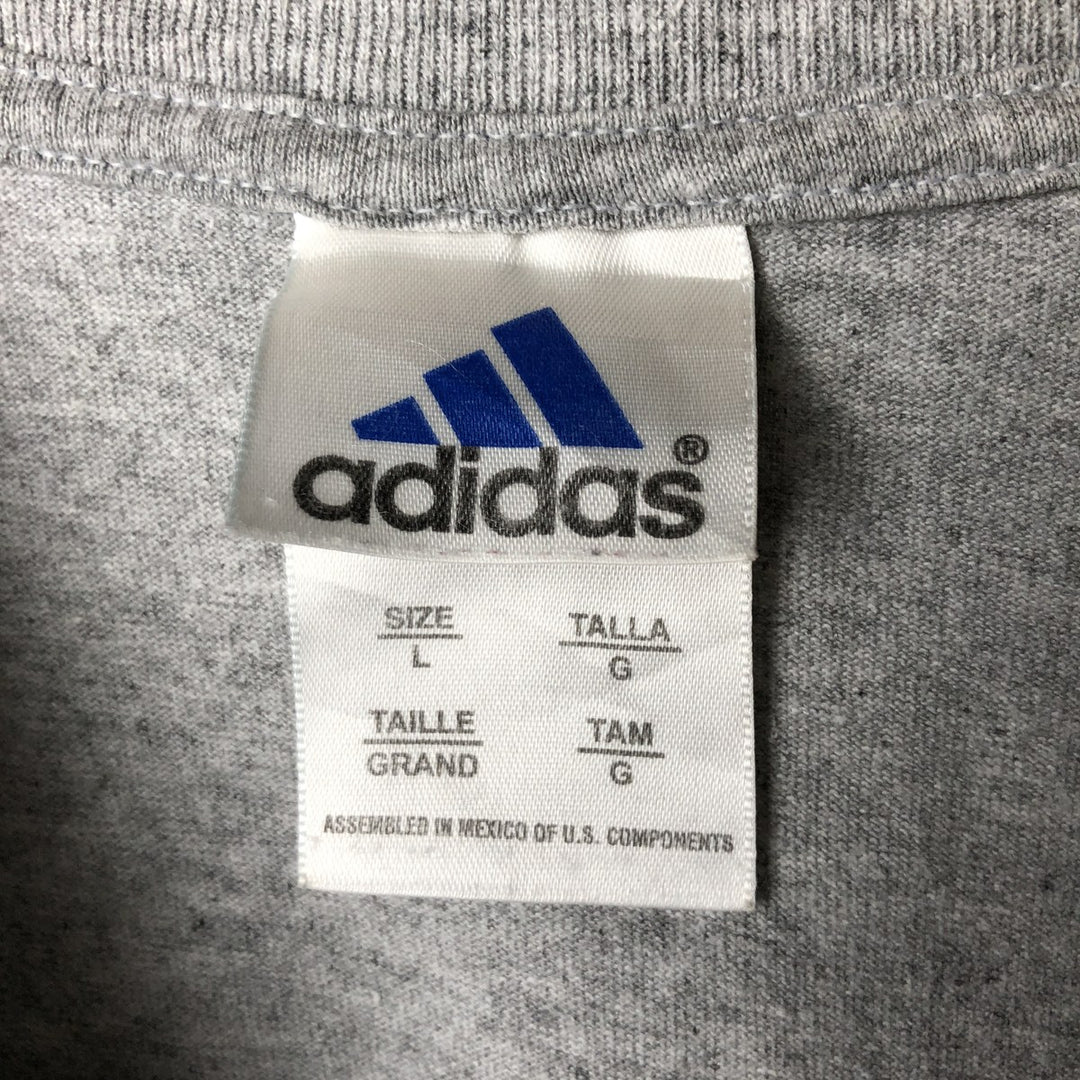 Adidas logo print T-shirt, men's size L cotton gray type Vintage Second Hand