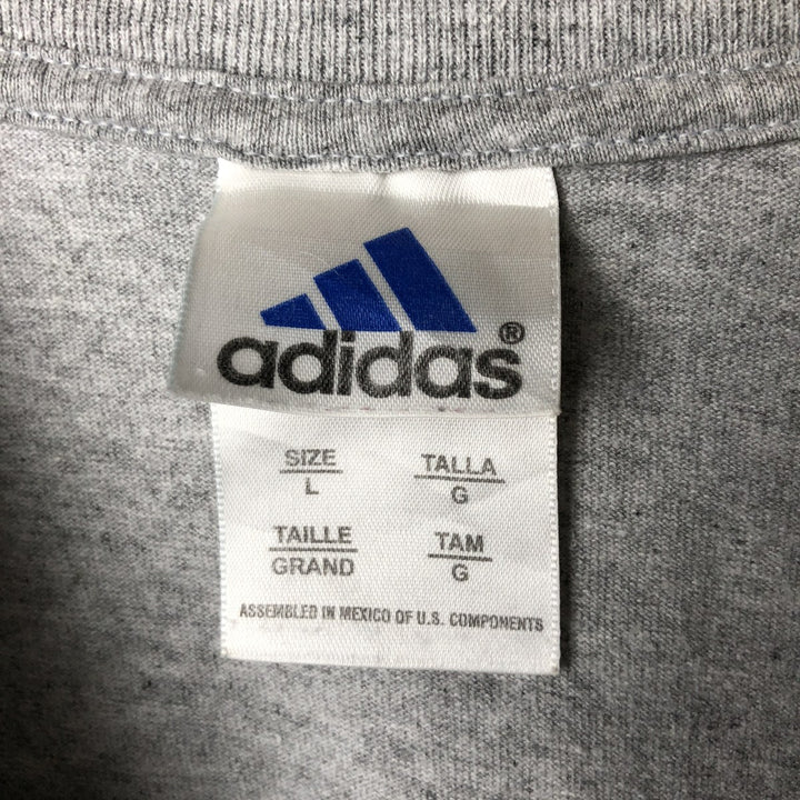 Adidas logo print T-shirt, men's size L cotton gray type Vintage Second Hand