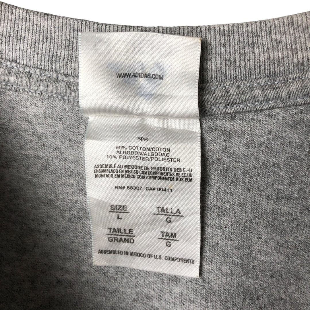 Adidas logo print T-shirt, men's size L cotton gray type Vintage Second Hand
