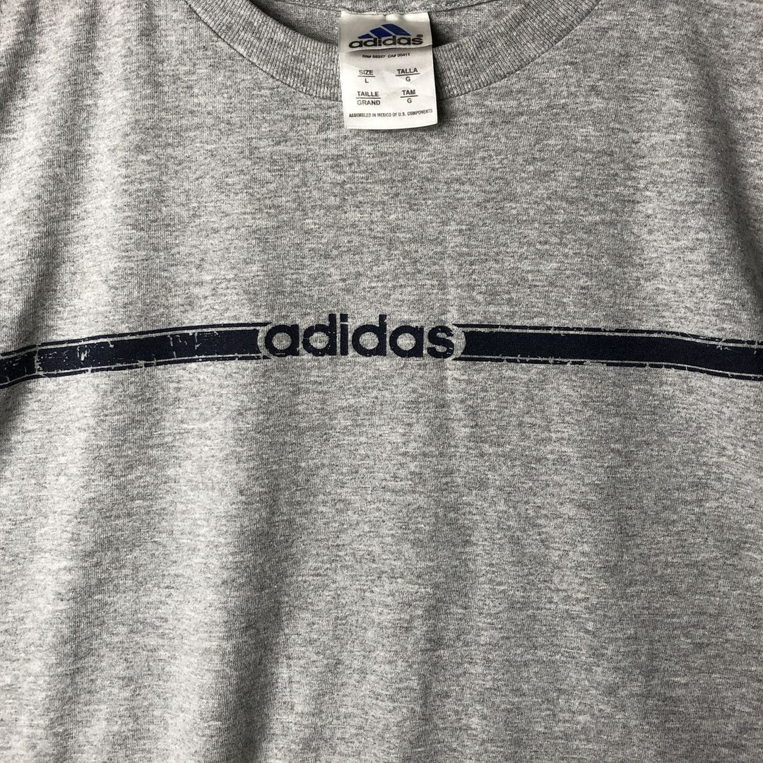Adidas logo print T-shirt, men's size L cotton gray type Vintage Second Hand