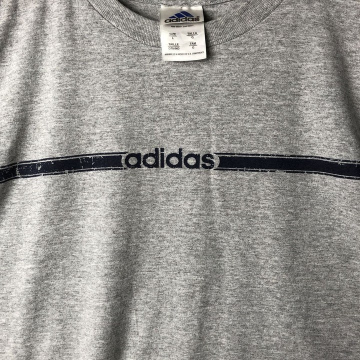 Adidas logo print T-shirt, men's size L cotton gray type Vintage Second Hand