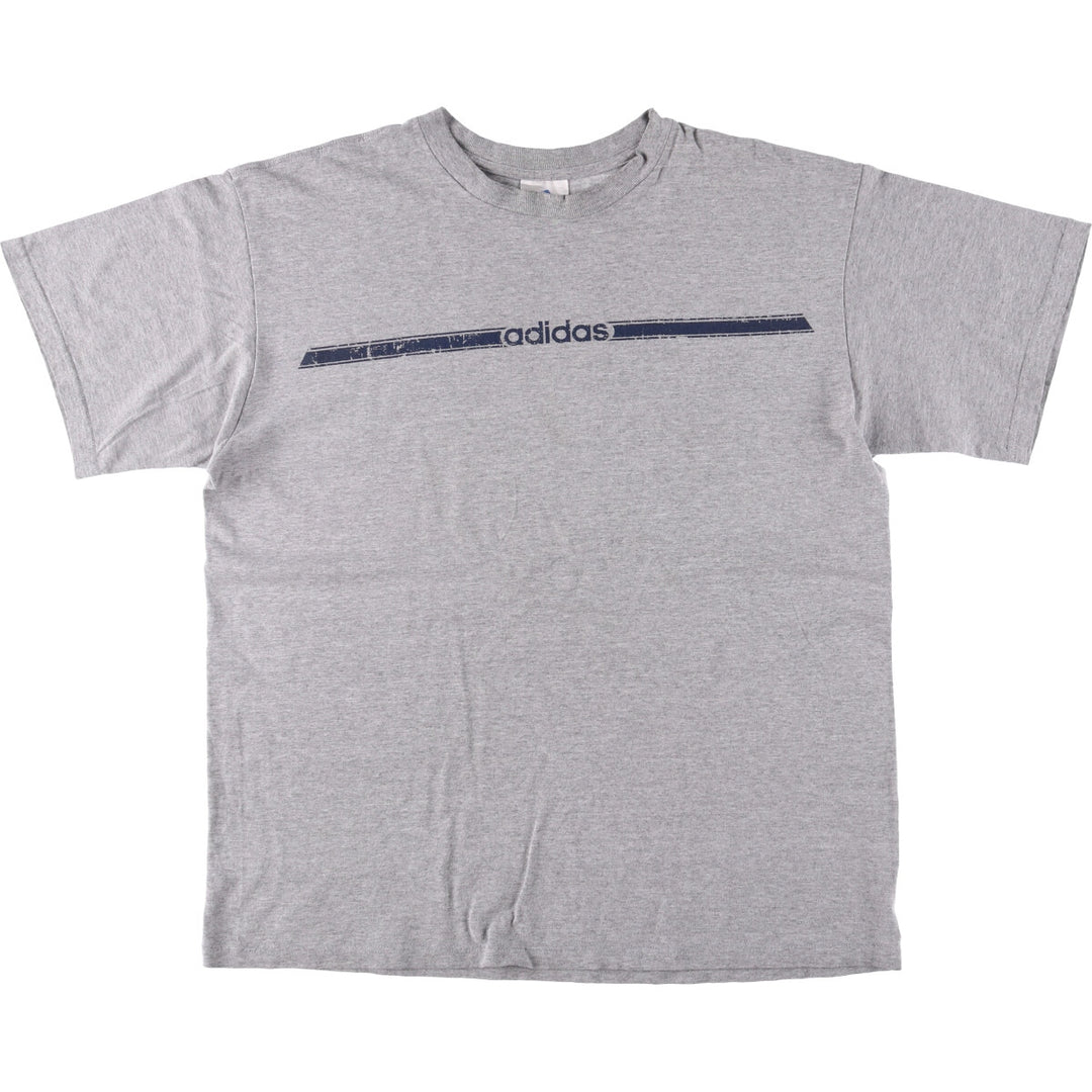 Adidas logo T-shirt, men's size L cotton gray type Vintage Second Hand