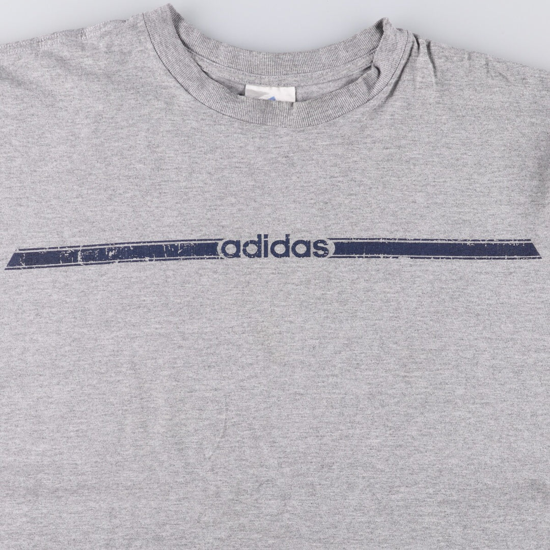 Adidas logo T-shirt, men's size L cotton gray type Vintage Second Hand
