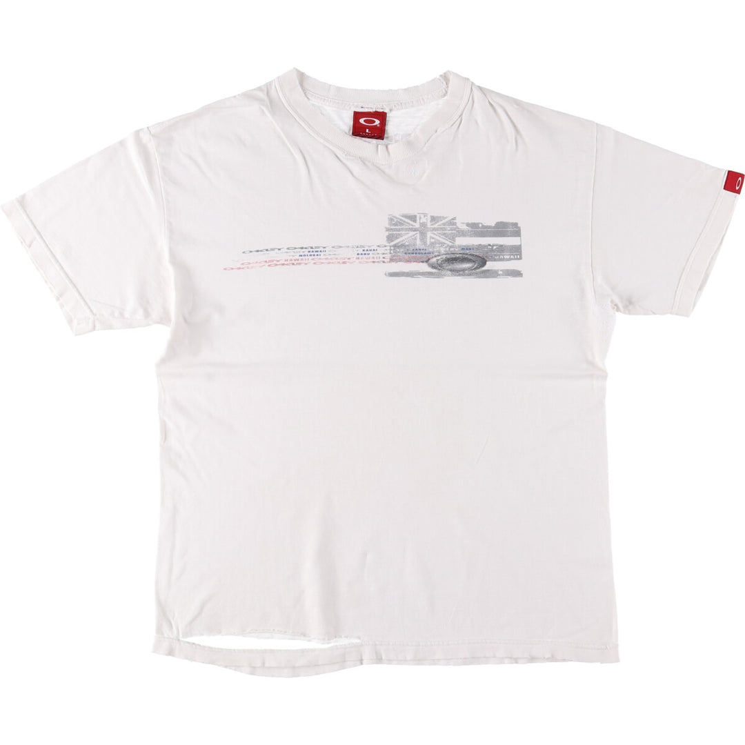 Oakley OAKLEY logo T-shirt men's size L unclear white type Vintage Second Hand