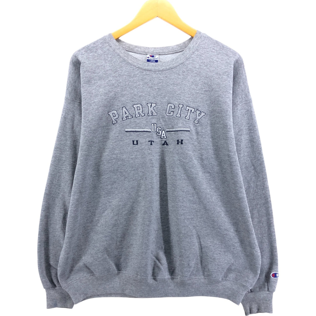 Vintage 90'S Champion triple print logo sweatshirt, size L, men's cotton gray type Vintage Second Hand