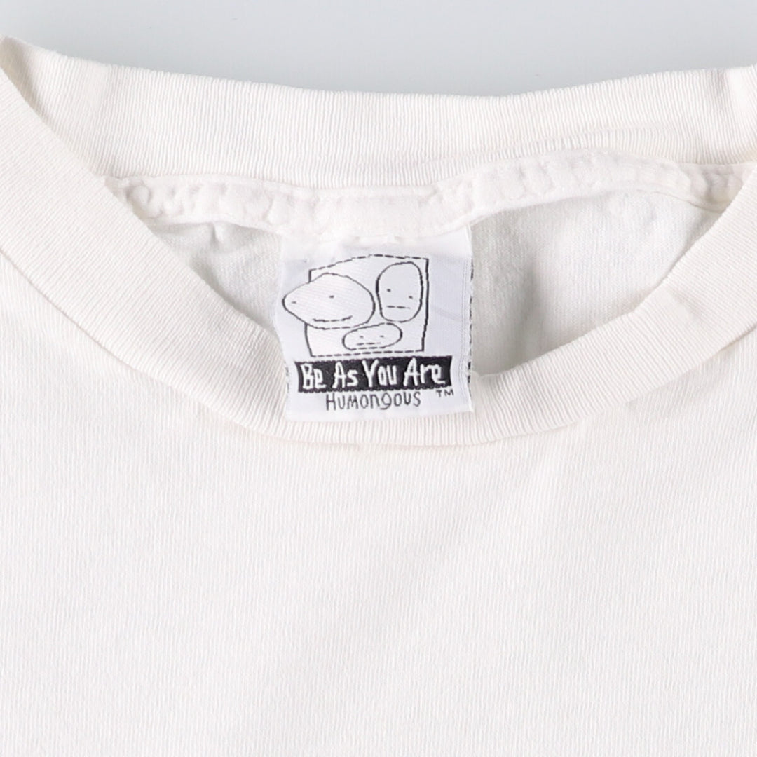 Vintage 90'S "BE AS YOU ARE" printed T-shirt, Made in USA, Men's XL cotton white type Vintage Second Hand