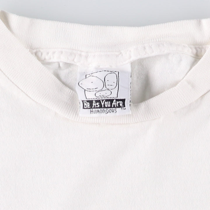 Vintage 90'S "BE AS YOU ARE" printed T-shirt, Made in USA, Men's XL cotton white type Vintage Second Hand