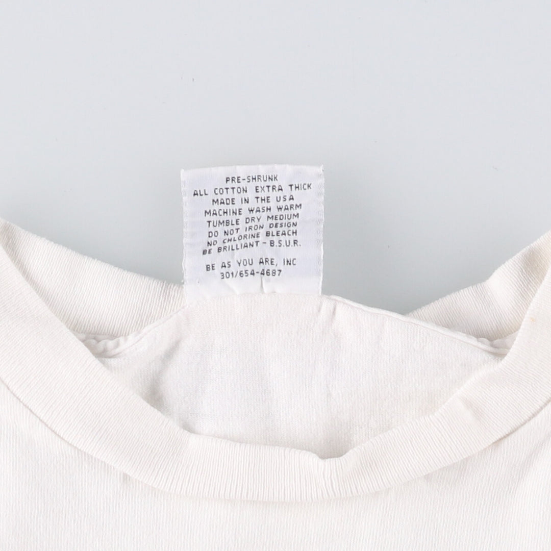 Vintage 90'S "BE AS YOU ARE" printed T-shirt, Made in USA, Men's XL cotton white type Vintage Second Hand