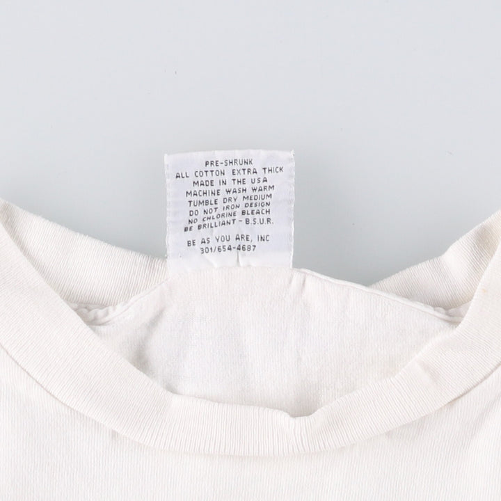 Vintage 90'S "BE AS YOU ARE" printed T-shirt, Made in USA, Men's XL cotton white type Vintage Second Hand