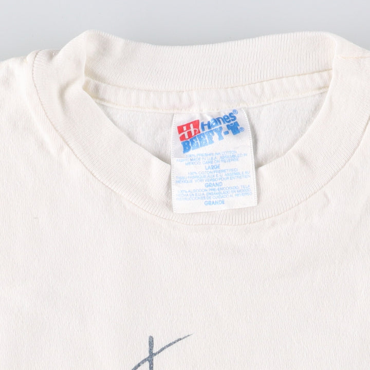 Vintage 90'S Hanes "That Coffee Place" printed T-shirt, size L, men's cotton white type Vintage Second Hand