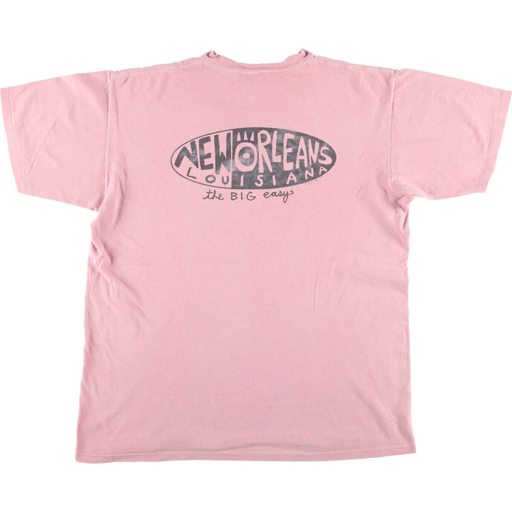 Vintage 90'S Oneita New Orleans Print T-Shirt, Made in USA, Men's XL cotton pink type Vintage Second Hand