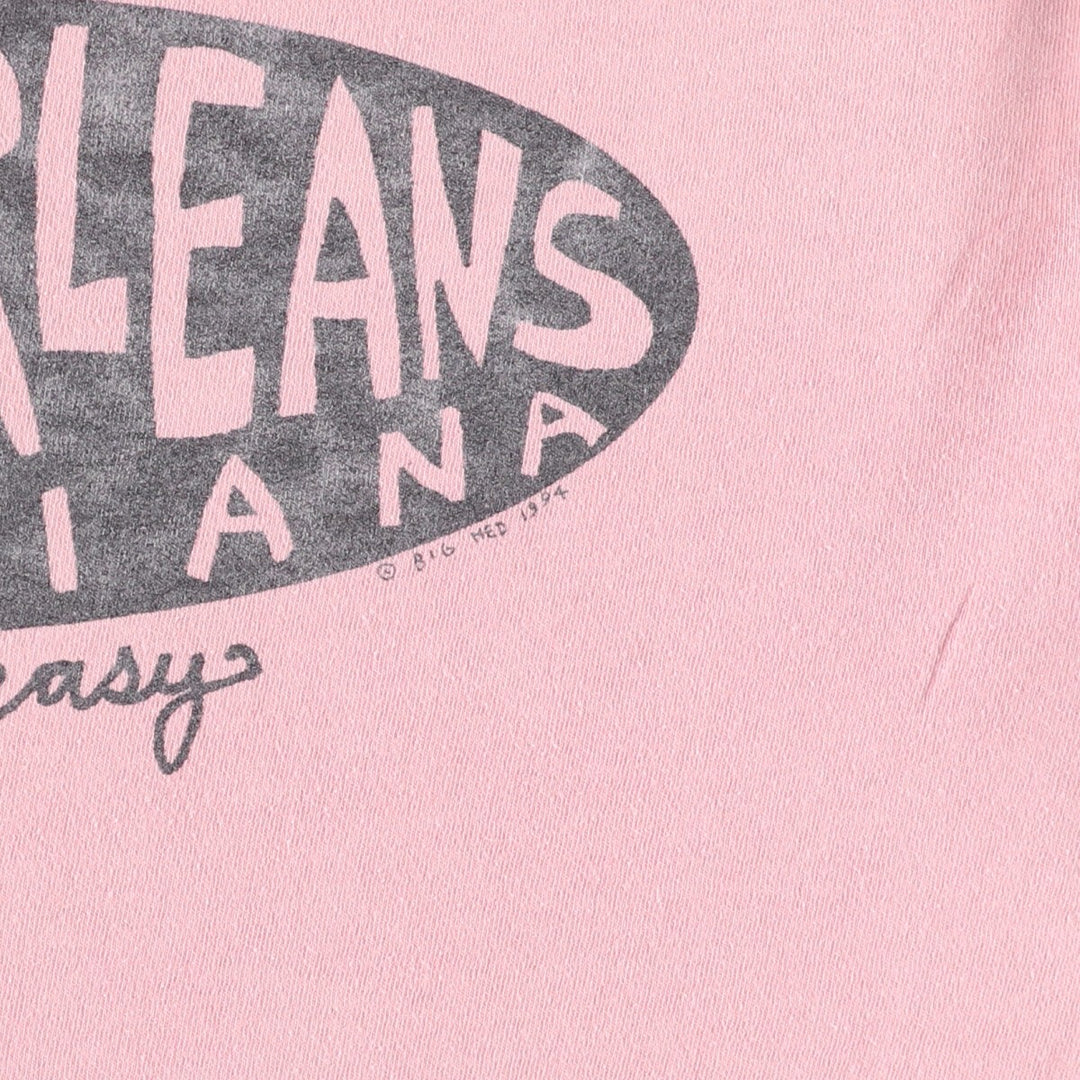Vintage 90'S Oneita New Orleans Print T-Shirt, Made in USA, Men's XL cotton pink type Vintage Second Hand