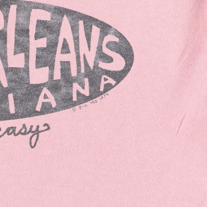 Vintage 90'S Oneita New Orleans Print T-Shirt, Made in USA, Men's XL cotton pink type Vintage Second Hand