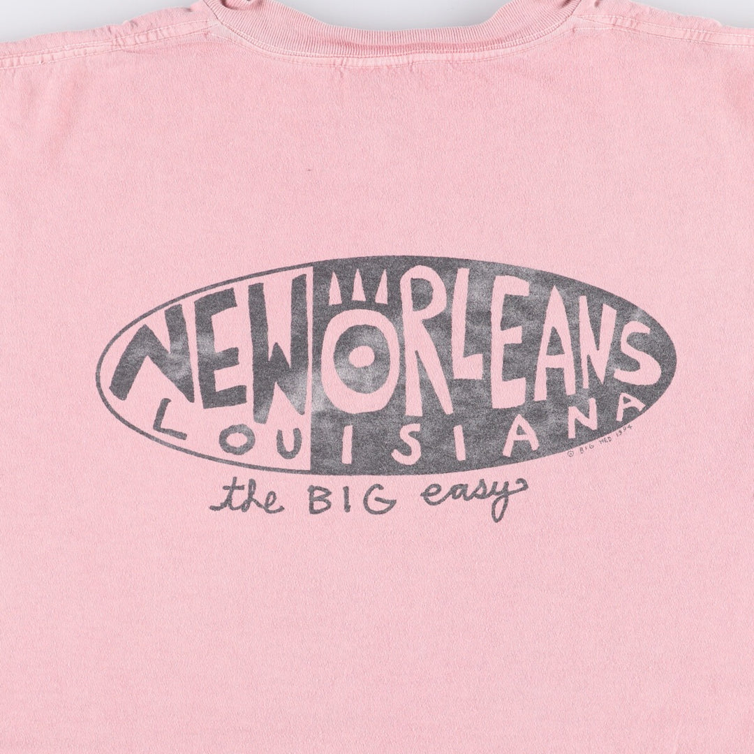 Vintage 90'S Oneita New Orleans Print T-Shirt, Made in USA, Men's XL cotton pink type Vintage Second Hand