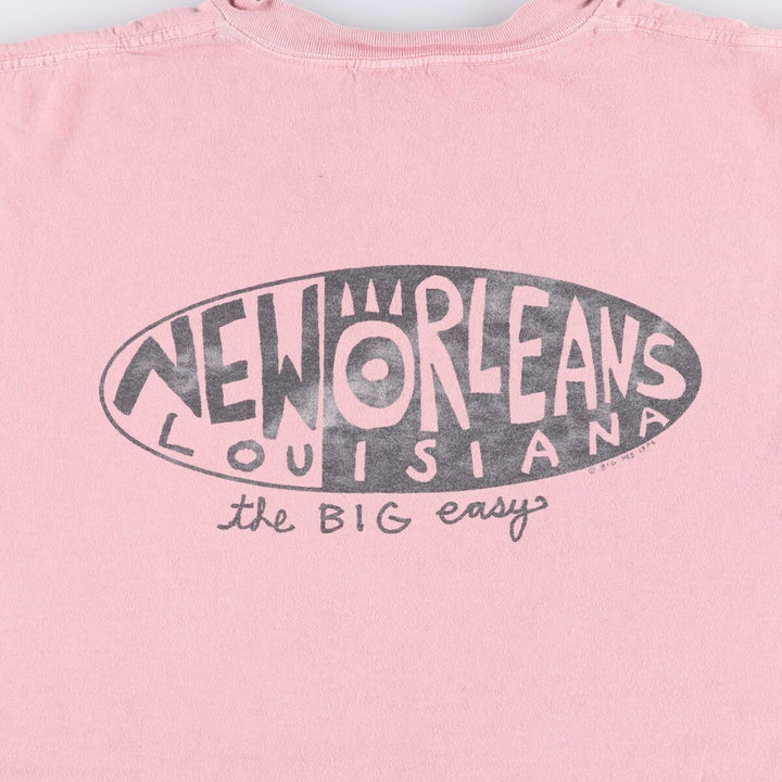 Vintage 90'S Oneita New Orleans Print T-Shirt, Made in USA, Men's XL cotton pink type Vintage Second Hand