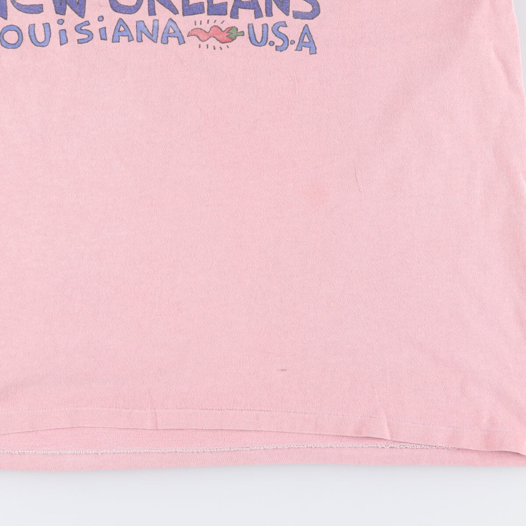 Vintage 90'S Oneita New Orleans Print T-Shirt, Made in USA, Men's XL cotton pink type Vintage Second Hand