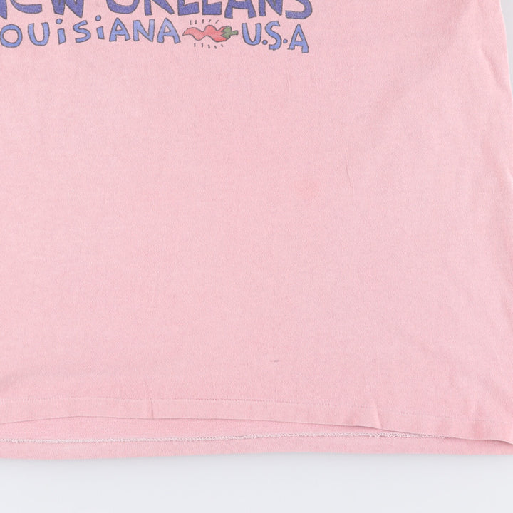 Vintage 90'S Oneita New Orleans Print T-Shirt, Made in USA, Men's XL cotton pink type Vintage Second Hand