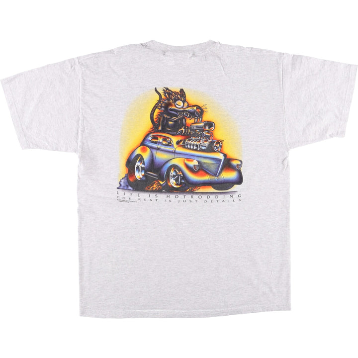 Vintage 90'S STAGING LANE printed T-shirt, men's size XL unclear gray type Vintage Second Hand