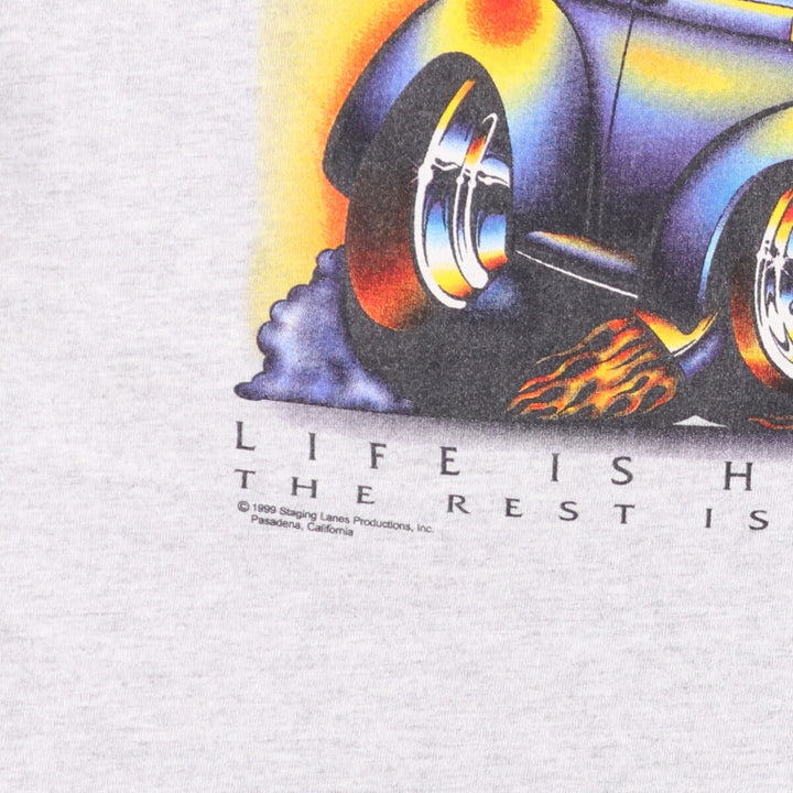 Vintage 90'S STAGING LANE printed T-shirt, men's size XL unclear gray type Vintage Second Hand