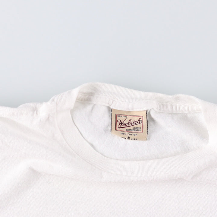 WOOLRICH Floral Print Short Sleeve T-Shirt, Made in USA, Men's Size L cotton white type Vintage Second Hand