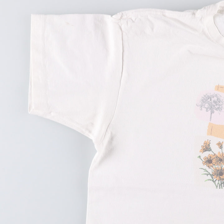 WOOLRICH Floral Print Short Sleeve T-Shirt, Made in USA, Men's Size L cotton white type Vintage Second Hand