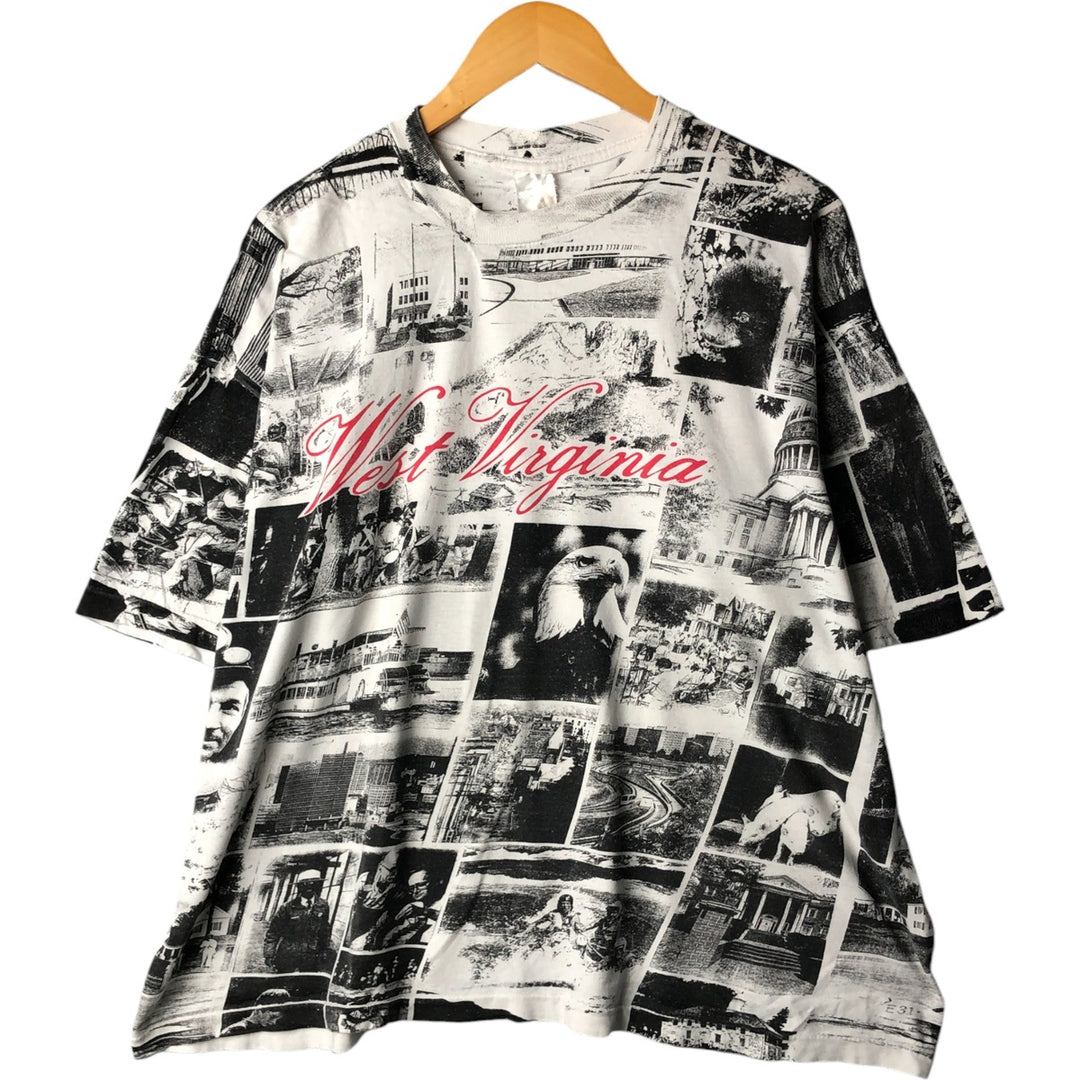 Vintage 90'S All-Over Print Photo T-Shirt, Men's XL unclear white type Vintage Second Hand