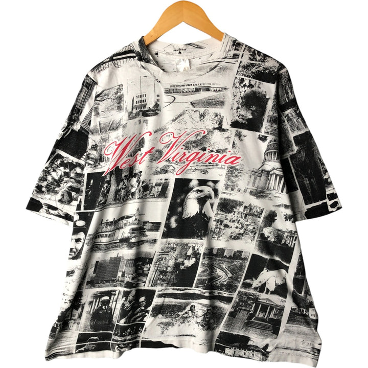Vintage 90'S All-Over Print Photo T-Shirt, Men's XL unclear white type Vintage Second Hand