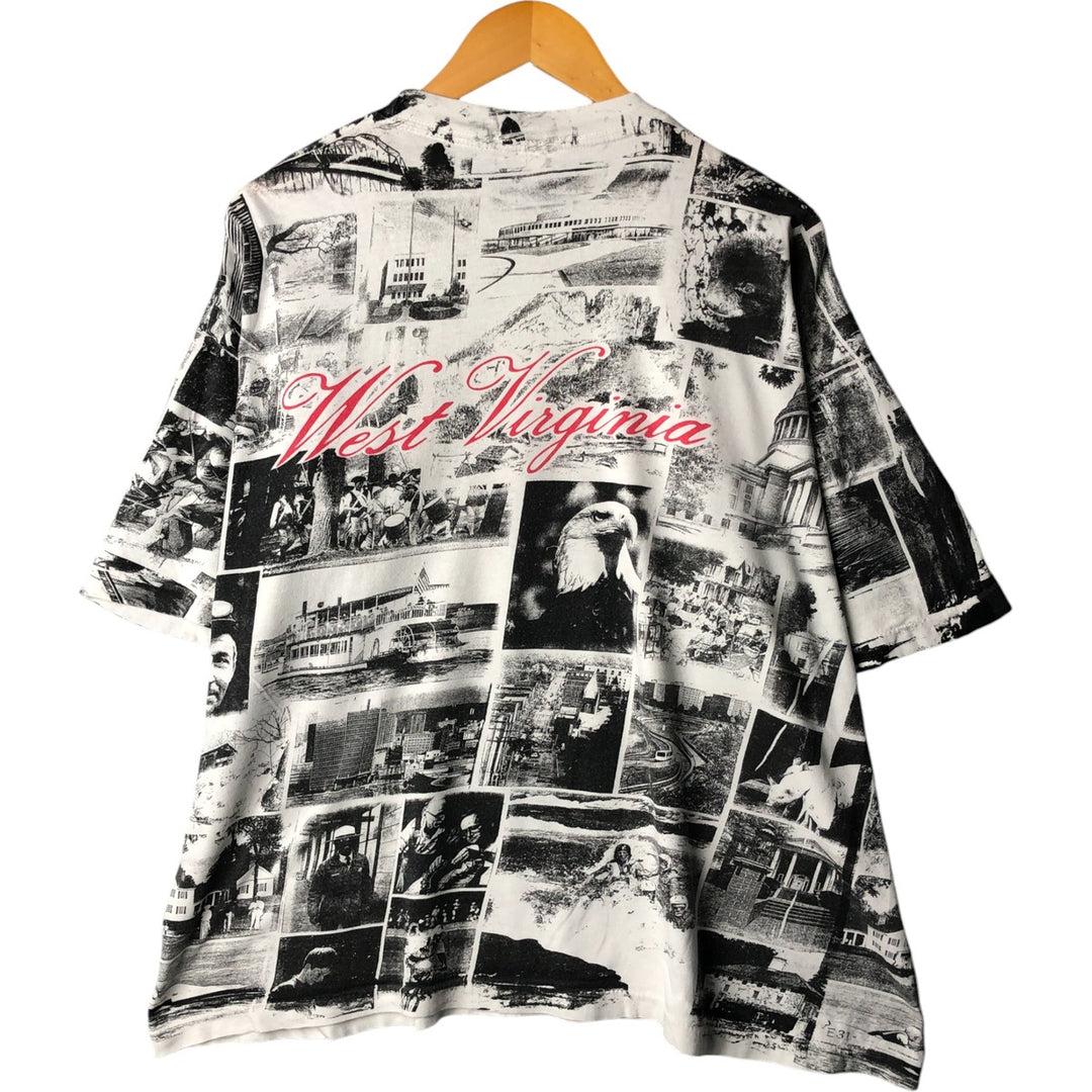 Vintage 90'S All-Over Print Photo T-Shirt, Men's XL unclear white type Vintage Second Hand