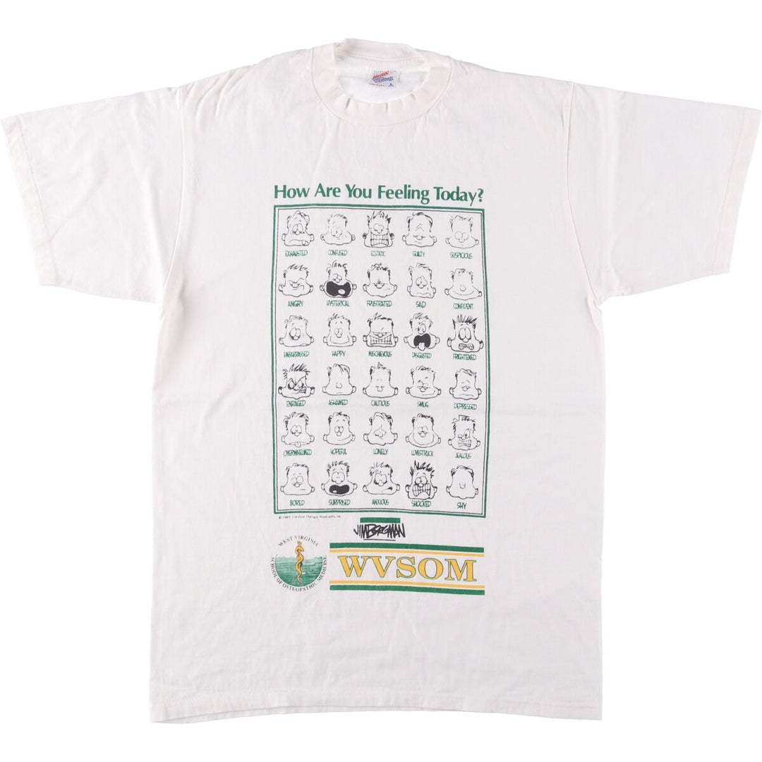 90'S Jerzees Printed T-shirt Made in USA Men's L Size Vintage cotton white type Vintage Second Hand