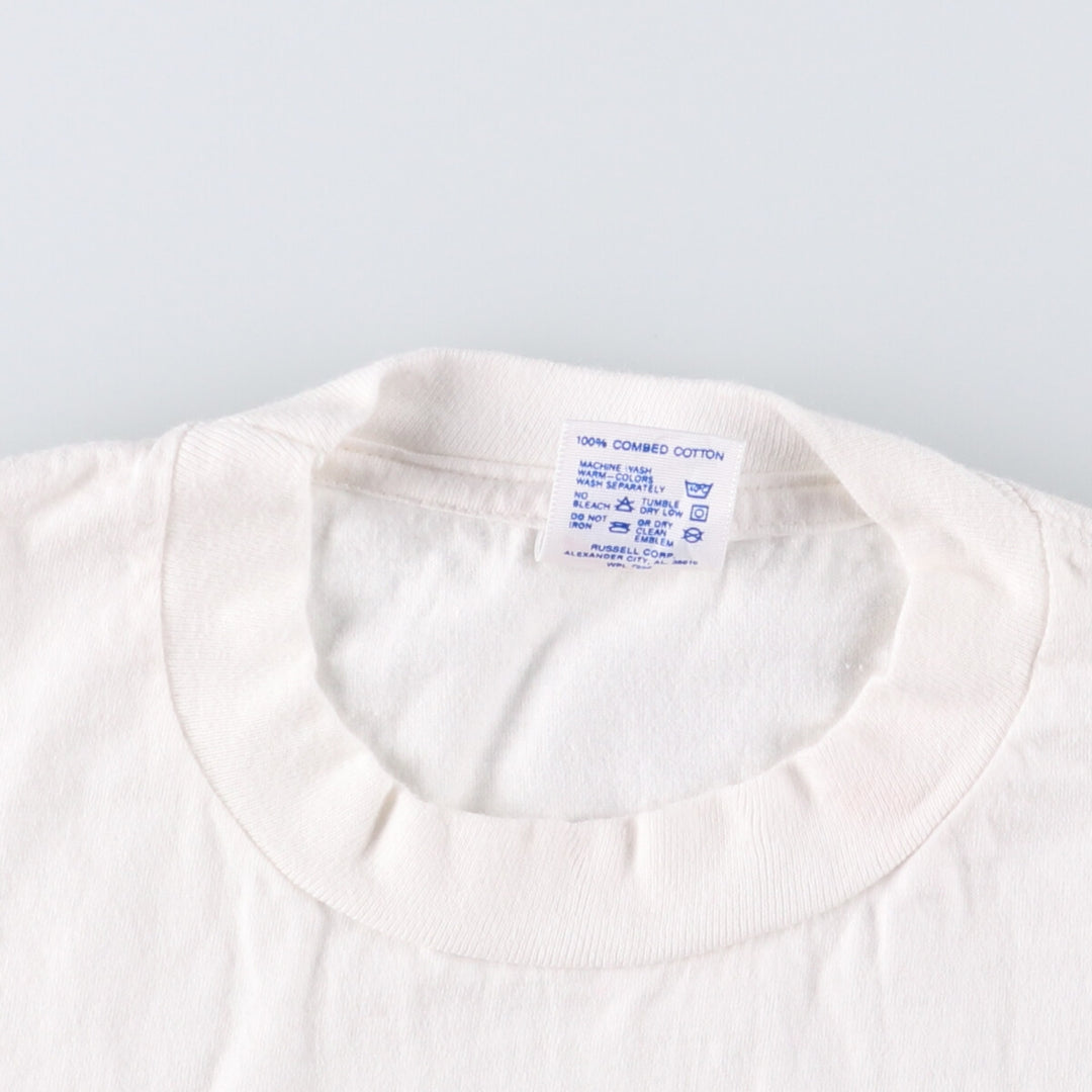 90'S Jerzees Printed T-shirt Made in USA Men's L Size Vintage cotton white type Vintage Second Hand