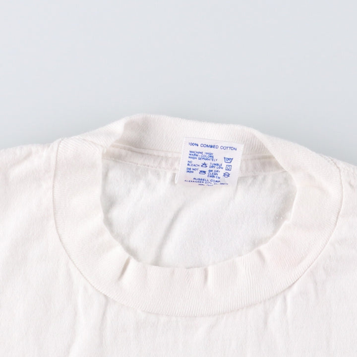 90'S Jerzees Printed T-shirt Made in USA Men's L Size Vintage cotton white type Vintage Second Hand