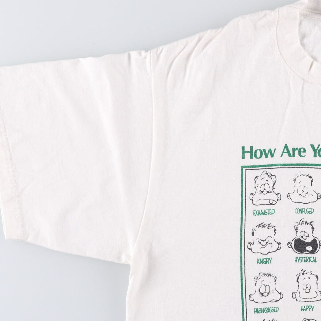 90'S Jerzees Printed T-shirt Made in USA Men's L Size Vintage cotton white type Vintage Second Hand