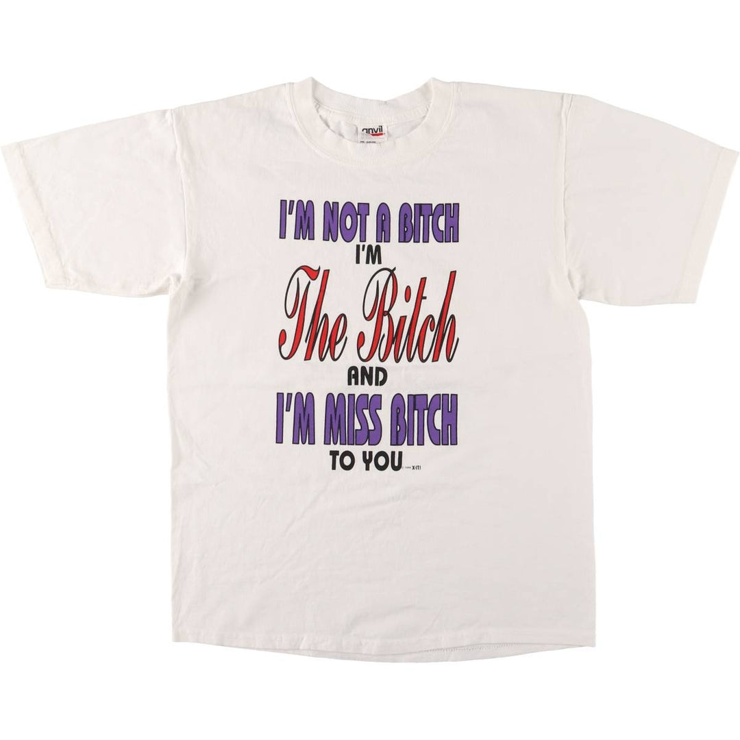 90s-00'S Anvil Message Print T-Shirt, Men's Size M cotton white type Vintage Second Hand