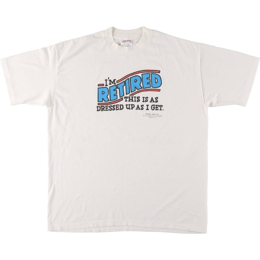 Vintage 80s-90'S Shoebox Greetings Message Print T-Shirt, Made in USA, Men's XL cotton white type Vintage Second Hand