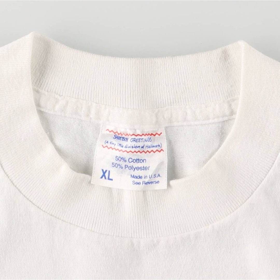 Vintage 80s-90'S Shoebox Greetings Message Print T-Shirt, Made in USA, Men's XL cotton white type Vintage Second Hand